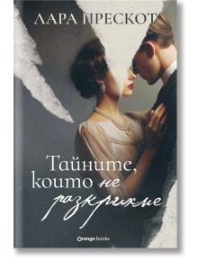 Корицата на книгата "Тайните, които не разкрихме" показва мъж и жена в ретро облекло, които се навеждат близо до себе си, с мотиви от разкъсана хартия, напомнящи за тайните на Студената война. Текст на български език: Лара Прескот, Тайните, които не разкр