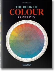 The Book of Colour Concepts, 45th Edition включва голямо винтидж цветно колело с градиенти от червено, жълто, синьо и зелено върху черна корица. Дръзкото заглавие в тил и червено се откроява над колелото - идеално за любителите на теорията на цветовете.