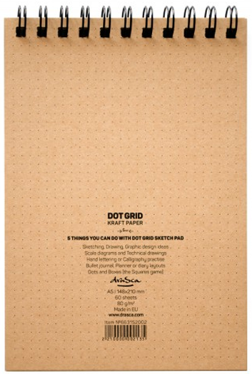 Скицник Drasca Dot Grid Kraft Paper, А5, 60 листа-2