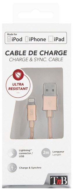 USB кабел за iPhone T'nB, златист - T'nB - T'nB - 3303170076590-1