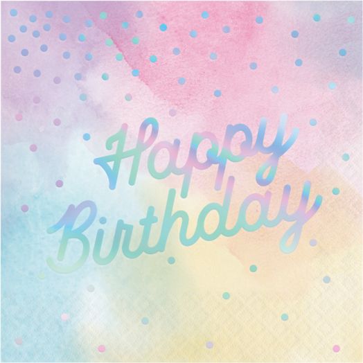 Салфетки Creative Party - Iridescent Happy Birthday, 16 бр.