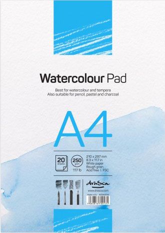 Скицник Drasca Watercolour Pad A4, 20 листа - Drasca - Drasca - Момиче, Момче - Drasca - Watercolour - 5060816700131-1