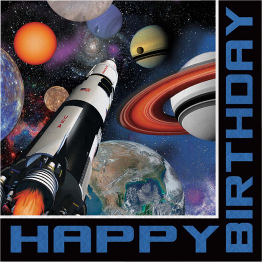 Салфетки Creative Party - Ракета Happy Birthday, 16 бр.