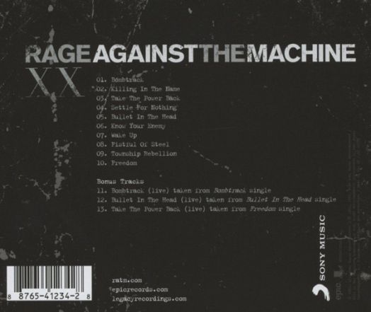 Rage Against The Machine XX - 20th Anniversary (CD) - 887654123428-2