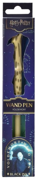 Химикалка магическа пръчица Blue Sky Harry Potter - Lord Voldemort се предлага в оригинална опаковка с дизайн на златна пръчица, лилава и синя декоративна кутия, изображения на Лорд Волдемор и текст с черно мастило.-1