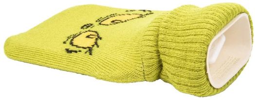 Бяла пластмасова бутилка за гореща вода и маска за сън Fizz Creations - The Grinch с уютен ръкав, вдъхновен от Гринч-идеален избор за коледен подарък.-2