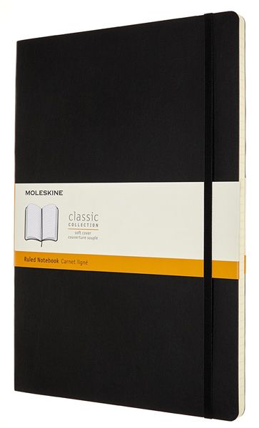 Черен тефтер Moleskine Classic Black в размер A4 с меки корици и листа на широки редове - Moleskine - Moleskine - Жена, Мъж - Moleskine - Classic - 8053853602855-1