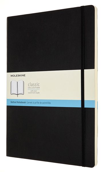 Черен тефтер Moleskine Classic Black в размер A4 с меки корици и листа на точки - Moleskine - Moleskine - Жена, Мъж - Moleskine - Classic - 8053853602886-1