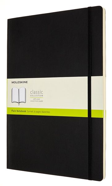 Черен тефтер Moleskine Classic Black в размер A4 с меки корици и нелинирани листа - Moleskine - Moleskine - Жена, Мъж - Moleskine - Classic - 8053853602862-1