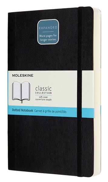 Черен тефтер Moleskine Classic Notebook Dotted Expanded Version Black с меки корици и листа на точки - Moleskine - Moleskine - Жена, Мъж - Moleskine - Classic - 8058647628073