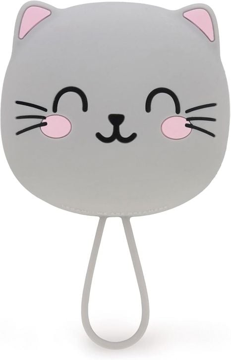 Четка за скалп Legami Relax & Shine - Kitty е с лице на симпатична сива котка с розови ушички и бузки, усмихнато изражение и дръжка с примка, която придава игрив чар на грижите за косата ви.-2