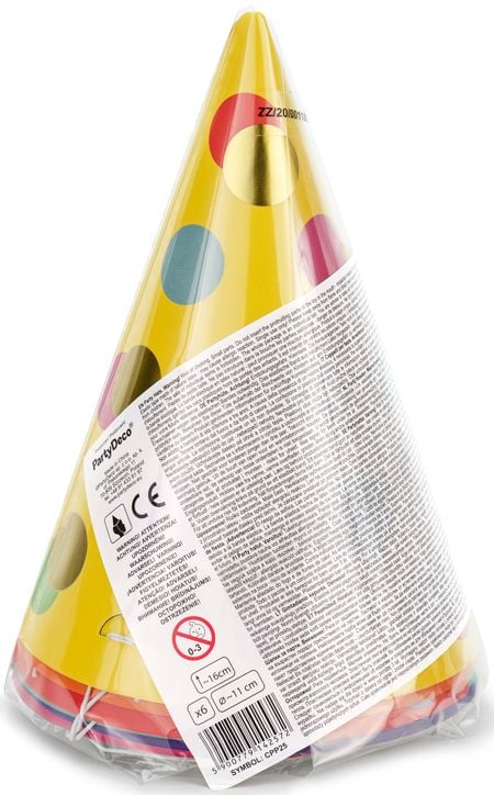 Шапки за парти PartyDeco - Точки, 6 бр.-4