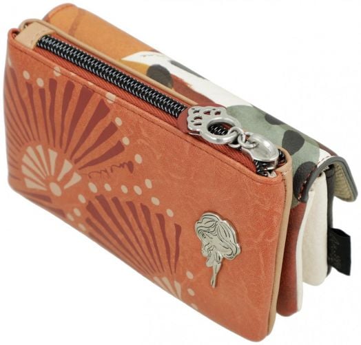 Дамско портмоне Anekke Alma 14 х 8 х 3 см с флорален десен, метален цип и декоративна висулка. Има няколко отделения, камуфлажна вътрешност и удобно място за монети.-6