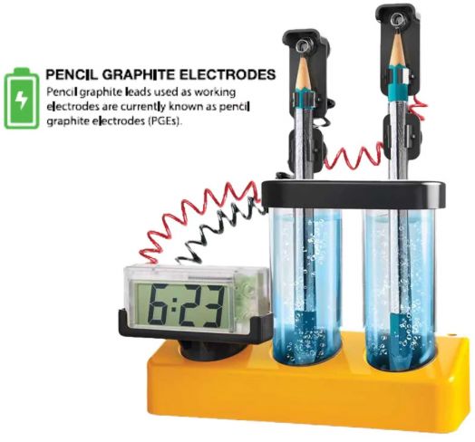 Детска лаборатория 4М - Часовник в кухнята е STEM играчка научен часовник, който работи с електролиза с моливи като електроди в синя течност - забавен образователен комплект за експерименти в кухнята.-2