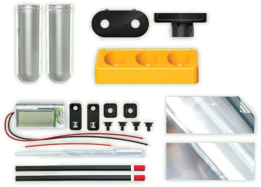 Детска лаборатория 4M - Часовник в кухнята: STEM комплект с епруветки, жълта стойка, дигитален дисплей, конектори, рефлективни панели и пипета-идеален за научни експерименти у дома и в кухнята.-3