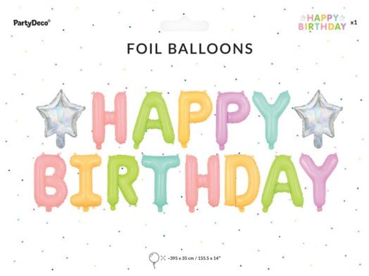 Фолиев балон PartyDeco - Happy Birthday - PartyDeco - PartyDeco - Момиче - 5900779168664-4