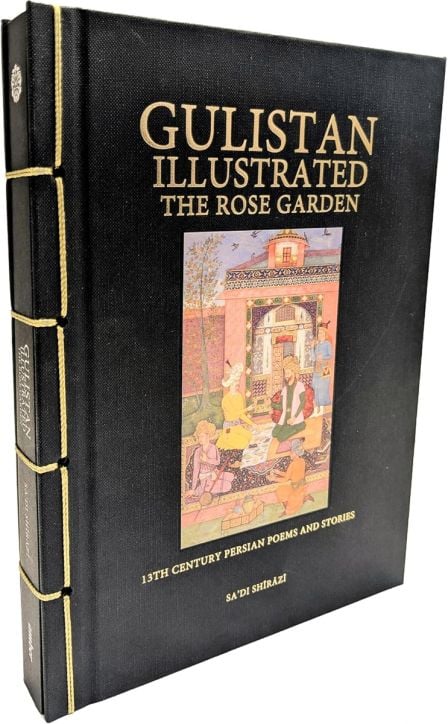 Gulistan Illustrated: Розовата градина" е черна книга с твърди корици, с жива персийска миниатюра и златно релефен текст, в чест на класическото произведение на Са'ди Ширази и красотата на персийската литература.-1