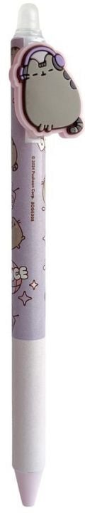 Изтриваемата гел химикалка Grupo Erik Pusheen Moments се отличава с пастелни цветове, симпатичен дизайн на анимационни котки и гумен талисман на сивата Pusheen с лилави слушалки - очарователен подарък за всеки почитател на канцеларските материали.-1