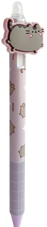 Изтриваемата гел химикалка Grupo Erik Pusheen Moments, асортимент се отличава с пастелни лилави цветове, карикатурни изображения на пухкава сива котка и 3D топер Pusheen - перфектен подарък за феновете на милото коте.-2