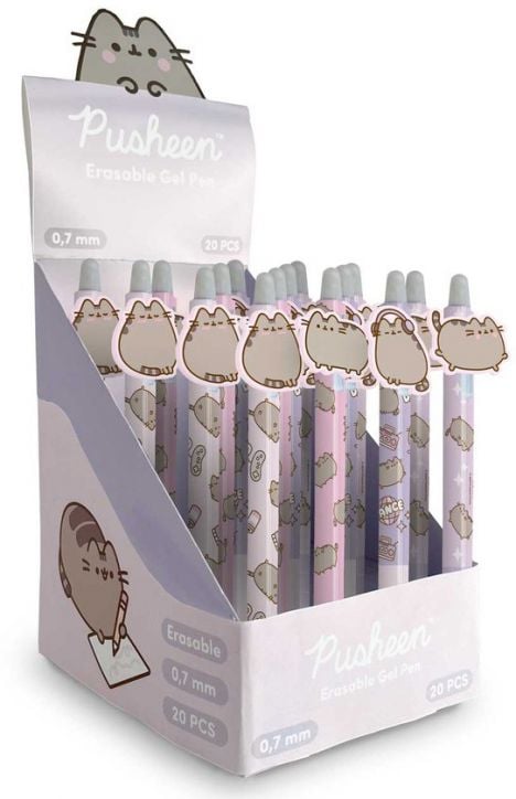 Витрина с 20 изтриваема гел химикалка Grupo Erik Pusheen Moments, асортимент, в пастелно лилаво и розово с картинки на Pusheen-идеален подарък за всеки фен.-5