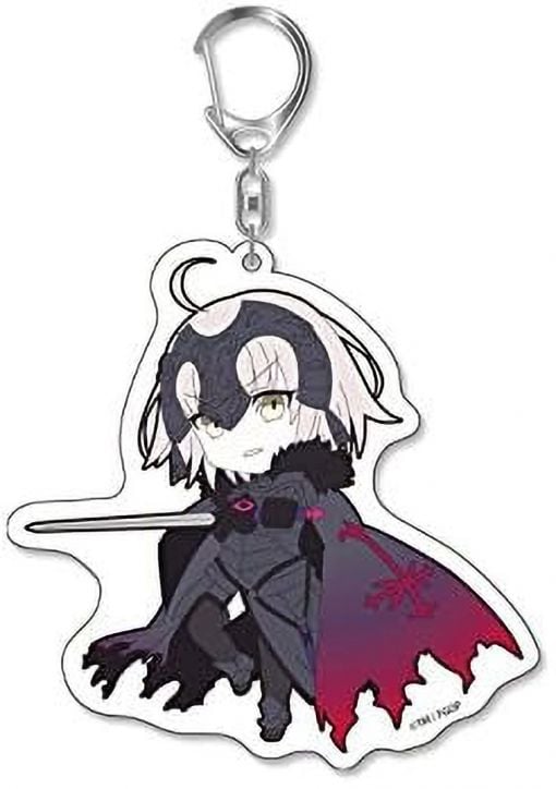 Акрилен ключодържател Pikuriru: Fate/Grand Order, асортимент - чиби стил аксесоар с герой в черна броня и червено-черен плащ, бяла коса и жълти очи. Перфектен за фенове и колекционери!.-1