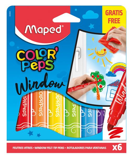 Комплект 6 флумастери Maped Color' Peps за рисуване върху стъкло - Maped - Maped - Maped - Color Peps - 3154148448204-1