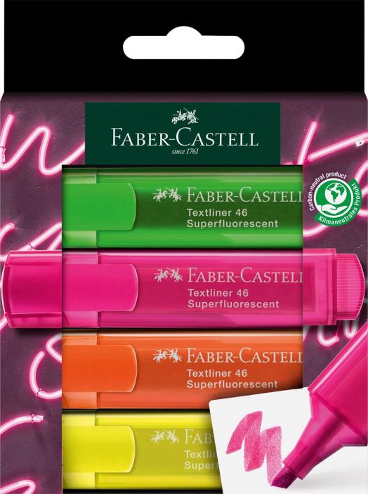 FC К-КТ ТЕКСТМАРКЕРИ 1546 4 ЦВ. НЕОН, КАРТ. КУТИЯ - Faber-Castell - Faber-Castell - 4005402546008-1