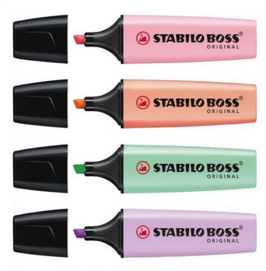 Комплект текстмаркери Stabilo Boss Original Pastel, 4 цвята - Stabilo - STABILO - 4006381492867-2