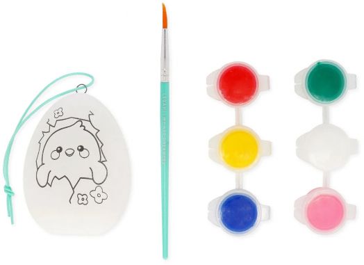 Комплект за декориране на яйце Legami - Hoppy Easter включва бяло керамично яйце с животинска фигурка, тюркоазена четка и 6 боички (червено, жълто, синьо, зелено, бяло и розово) - идеален за великденска украса.-3