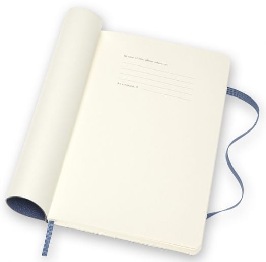 Кожен класически тефтер Moleskine Classic Leather Blue с меки корици и листа на широки редове - Moleskine - Moleskine - Жена, Мъж - Moleskine - Classic - 8053853606006-3