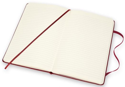 Кожен класически тефтер Moleskine Classic Leather Red с твърди корици и листа на широки редове - Moleskine - Moleskine - Жена, Мъж - Moleskine - Classic - 8053853605948-4