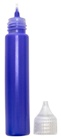 Лилава Магически 3D маркери бутилка в стил "Арт Деко" с фин заострен накрайник е показана в изправено положение, а прозрачната ѝ пластмасова капачка е свалена и поставена до нея. Комплектът включва 3 бр. (части).-2