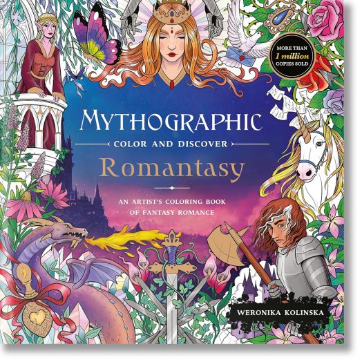Живата корица на "Митологичен цвят и открий": Вероника Колинска показва принцеса, рицар, еднорог, дракон, замък и детайлни цветя за едно вълшебно фентъзи приключение за оцветяване.-1
