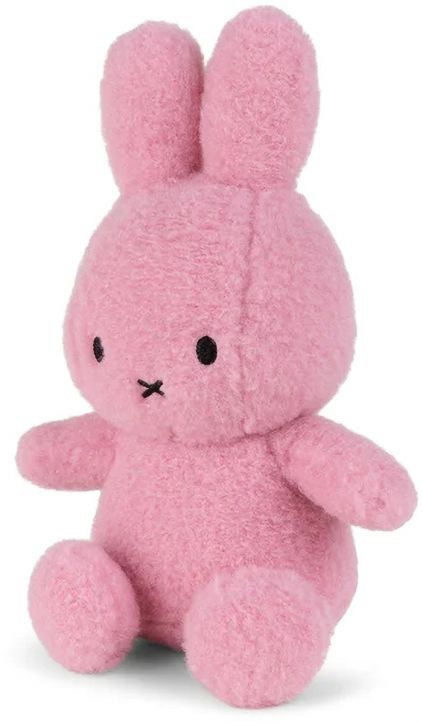 Плюшена играчка Miffy Eco Corduroy - розов заек, 23 см стои изправена с кръгли черни очи, Х-образен нос и уста, дълги уши и минималистичен дизайн за чаровна визия.-2