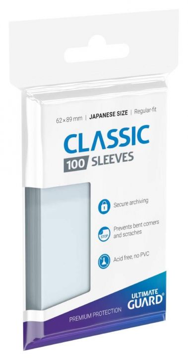 Протектори за карти Ultimate Guard: Classic Soft Sleeves Japanese Size прозрачни, 100 бр. - 4260250072189