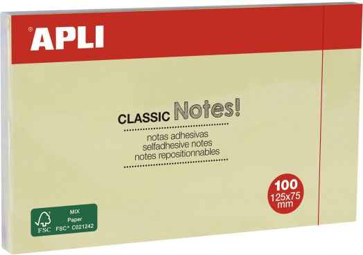 Самозалепващи се листчета Apli, 100 листа, 12.5 х 7.6 см. - Apli - Apli Paper - Apli - Office - 8410782109761-1