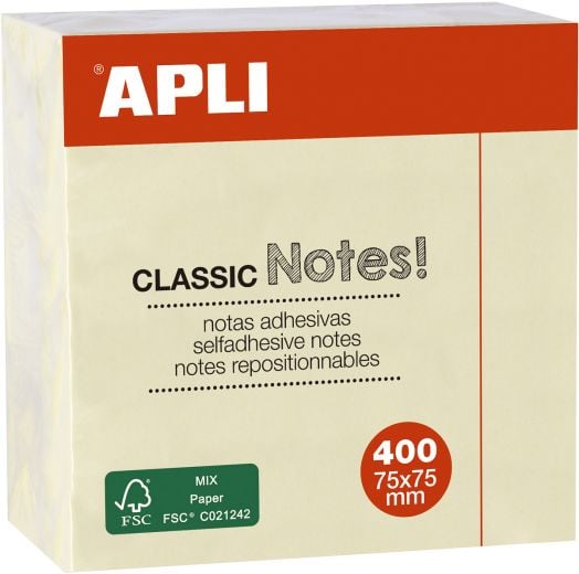 Самозалепващи се листчета Apli, жълти, 400 листа - Apli - Apli Paper - Apli - Office - 8410782115977