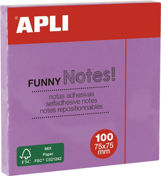 Самозалепващи се листчета Apli, пастелно лилави, 100 листа - Apli - Apli Paper - Apli - Office - 8410782190837