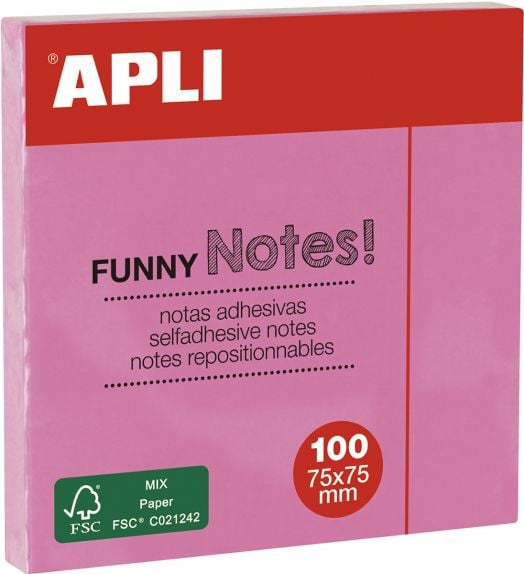 Самозалепващи се листчета Apli, пастелно розови, 100 листа - Apli - Apli Paper - Apli - Office - 8410782190820