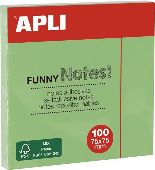 Самозалепващи се листчета Apli, пастелно зелени, 100 листа - Apli - Apli Paper - Apli - Office - 8410782190844
