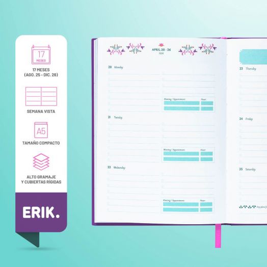 Седмичен планер Grupo Erik Folk Nordico за 17 месеца - август 2025 / декември 2026 година - Grupo Erik - GRUPO ERIK EDITORES S.L. - Жена, Момиче - 8435747815570-2
