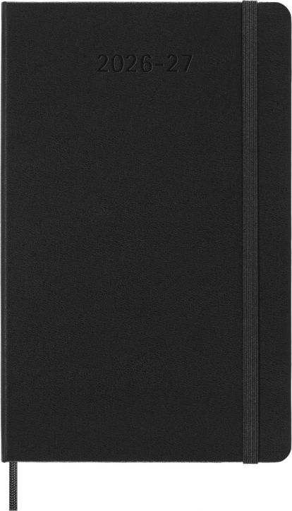 Седмичен бележник-органайзер Moleskine за 18 месеца – Черен (юли 2026 – декември 2027), с твърда корица, релефен надпис отпред, черна ластична лента и подходяща отметка.-2