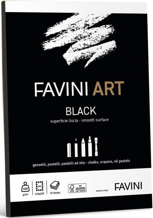 Скицник Favini Art Black A4, 10 листа - Favini - Favini - Момиче, Момче - 8007057110265