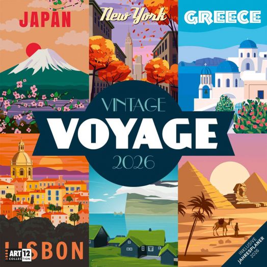 Стенен календар Ackermann Vintage Voyage 2026 – Ретро пътуване - Ackermann - Ackermann - Жена, Мъж - Ackermann - Art12 - 9783838446035-1
