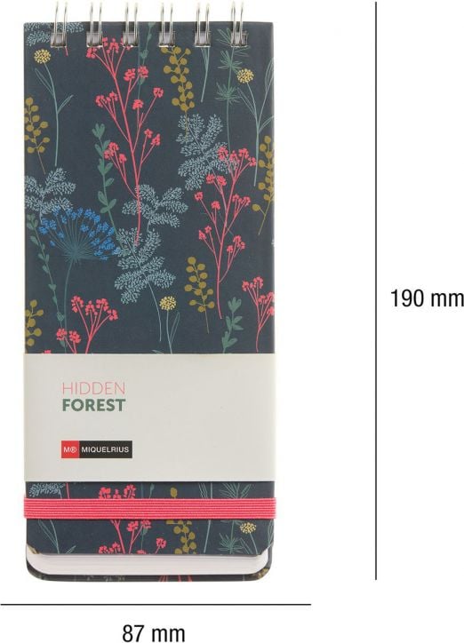 Тефтерче Miquelrius Hidden Forest със спирала има 80 линирани листа с плътност 80 g/m² и твърди корици - идеално за ежедневни записки.-2