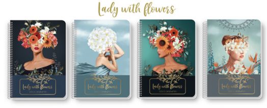 Тетрадка Black & White Lady With Flowers А4 със спирала, 90 листа - широки редове - Black & White - Black & White - 3800099414071-2
