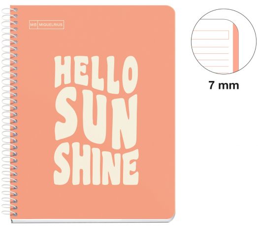 Тетрадка Miquelrius Messages Hello Sunshine А5 със спирала, 100 листа на широки редове - Miquelrius - Apli Paper - Момиче - Miquelrius - Messages - 8422593422267-2