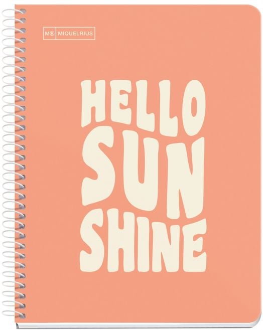 Тетрадка Miquelrius Messages Hello Sunshine А5 със спирала, 100 листа на широки редове - Miquelrius - Apli Paper - Момиче - Miquelrius - Messages - 8422593422267-1