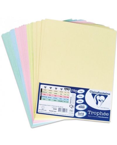 Цветен копирен картон Clairefontaine, различни пастелни цветове - Clairefontaine - Clairefontaine - France - 3800884015537