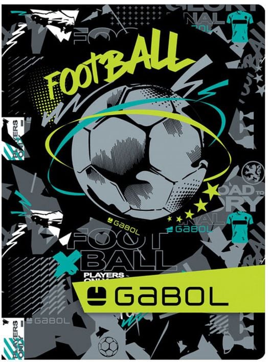 Gabol A5 ученическа тетрадка с 80 листа на широки редове, дизайн за момчета - модерен капак с футболна топка и надписи FOOTBALL и GABOL.-6